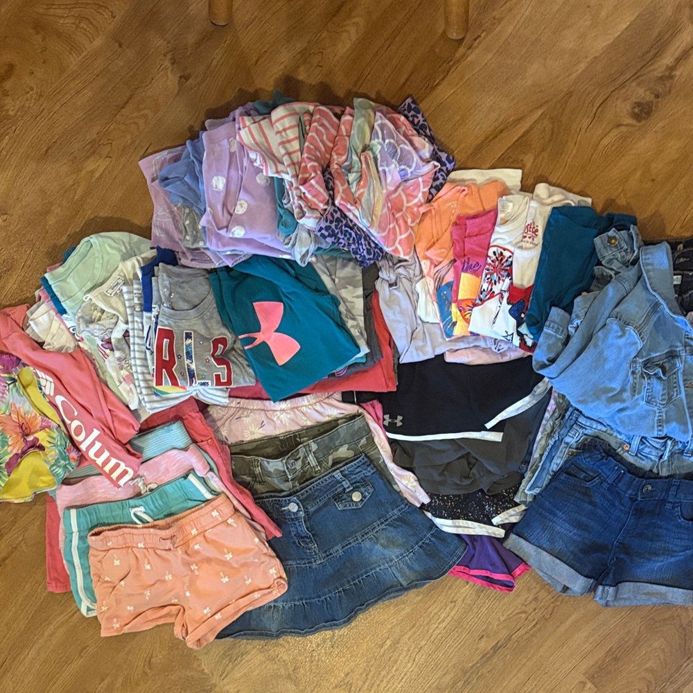 Girls Mixed Clothing Lot Size 7-8 with Tops, Skirts, Shorts & More - Multi Color